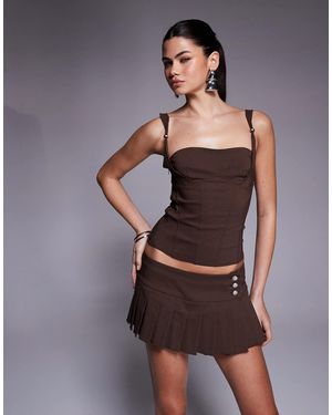 I.AM.GIA Remini Button Detail Pleated Ultra Mini Skort Co-ord - Brown