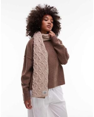 Levi's Label Logo Knit Ribbed Scarf - Brown