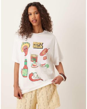 ASOS T-shirt oversize à imprimé piment mexique - crème - Neutre