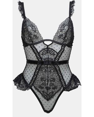 Ann Summers Entice Me Fold Over Teddy Bodysuit - Grey