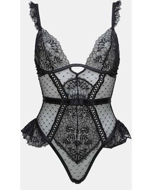 Ann Summers Entice Me Fold Over Teddy Bodysuit - Gray