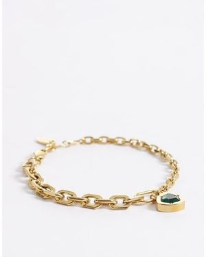 ASOS Waterproof Stainless Steel Stone Pendant Bracelet - Metallic
