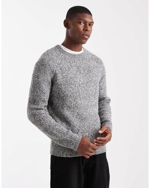 Threadbare Crew Neck Rib Knit Sweater - Gray