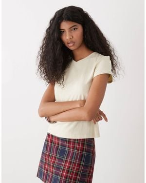 Weekday Fleur V-neck Slim T-shirt - Yellow