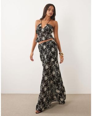 ASOS Embroidered Crochet Maxi Skirt - White