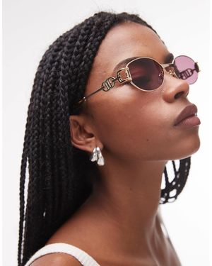 Le Specs – the forbidden – schmale, ovale sonnenbrille aus metall - Braun