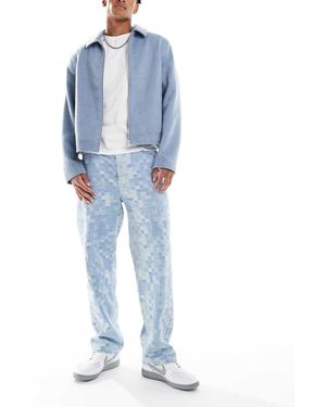 Pull&Bear Checkerboard baggy Jeans - Blue