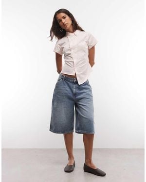 Collusion Camicia Aderente Con Fondo Asimmetrico Tenue - Blu