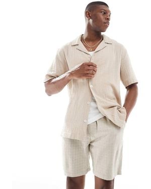 Only & Sons Textured Linen Mix Short - White