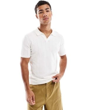 New Look Textured Knitted T-Shirt - White