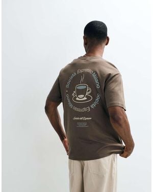 Only & Sons Relaxed Fit T-shirt With Espresso Back Print - Brown