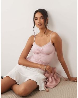 ASOS Seamless Lace Detail Cami Vest - Pink