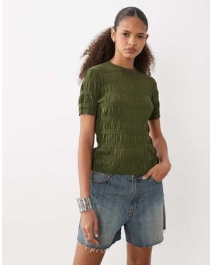 ASOS Shirred Fine Knit T-Shirt - Green