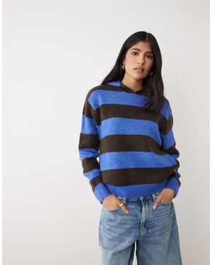 Cotton On Sporty Stripe Hooded Knit - Blue