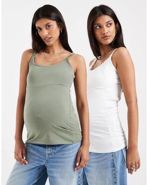 Mama.licious Mamalicious Maternity 2 Function Nursing Singlet 2 Pack - Green