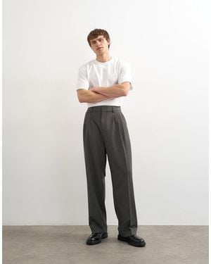 TOPMAN Wide Leg Triple Pleated Trouser - White