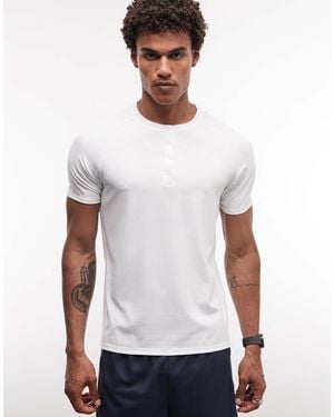 4505 Lightweight Performance Waffle Henley T-Shirt With Quick Dry - White