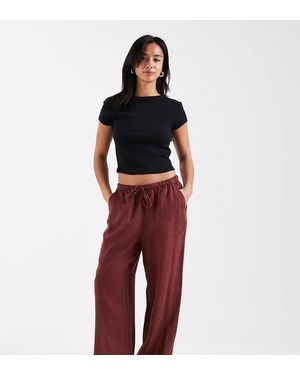 Only Petite Broek Van Linnenmix Met Wijde Pijpen - Rood