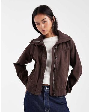 Hollister Chaqueta Bomber Marrón Oscuro Estilo Años 2000 De - Negro