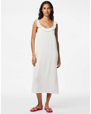 Pieces Vestito Midi Color Cloud Dancer - Bianco