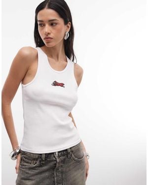 ICECREAM Beaded Running Dog Logo Rib Vest - Grey
