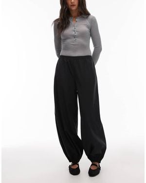 ARKET Wool Blend Barrel Leg Trousers - Black
