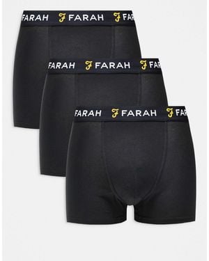 Farah 3 Pack Jacquard Waistband Logo Boxers - Black