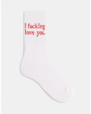 ASOS Sock With Swear Word Graphic - White