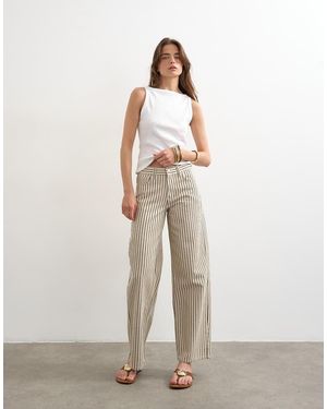 TOPSHOP Ruimvallende Gestreepte Jeans Met Lage Taille - Wit