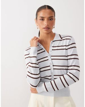 Nobody's Child Fine Knit Long Sleeved Polo Top - Gray