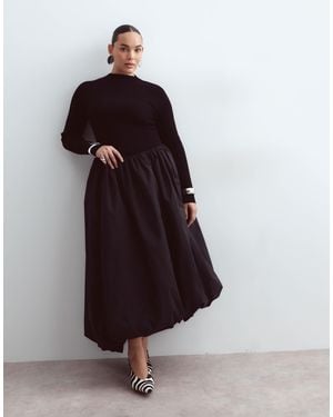 ARRANGE Curve Bubble Midi Skirt - Black