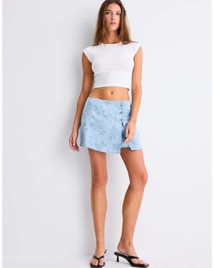 Stradivarius – japandi – skort aus jacquard - Blau