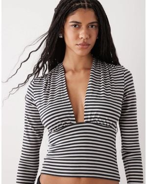 Weekday Aline Deep Halter Neck Top - Gray
