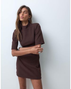 ASOS Shoulder Pad Supersoft Mini Dress - Brown