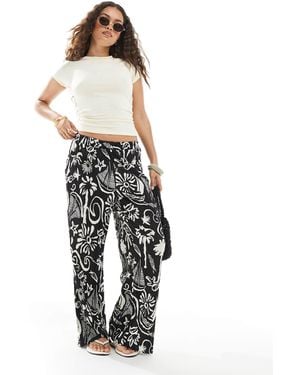 Vero Moda High Waist Wide Leg Plisse Trouser - Black
