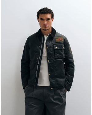 Barbour Workers badge veste cirée sauge - Bleu