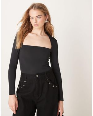 Abercrombie & Fitch Square Neck Bodysuit - Black