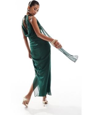 Pretty Lavish Extreme Cowl Midaxi Dress - Green