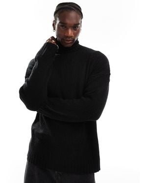Collusion Oversized Heavy Weight Roll Neck Sweater - Black