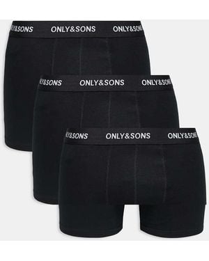 Only & Sons Confezione Da 3 Boxer Aderenti Neri Con Fascia - Nero