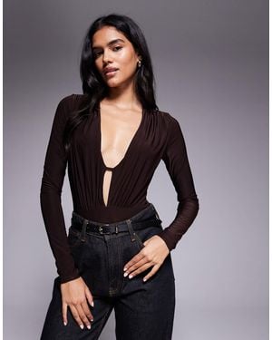 ASOS – figurbetonter, langärmliger body - Schwarz
