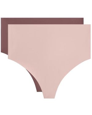 Oysho 2 Invisible Polyamide Blend Medium-support High-rise Thongs - Pink