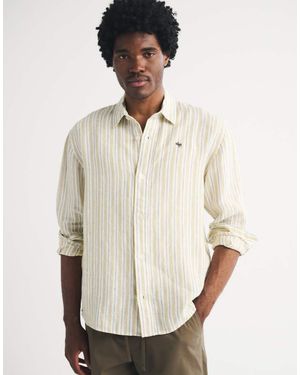 Abercrombie & Fitch 100% Linen Long Sleeve Shirt - Natural