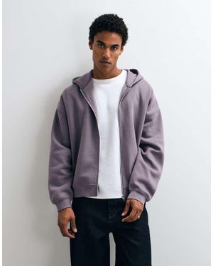 ASOS Extreme Oversized Zip Through Hoodie With Side Seam Pockets - Purple