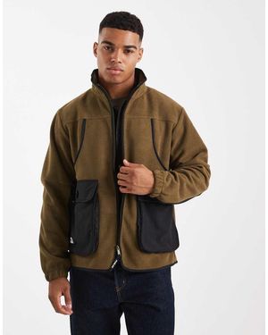 Parlez Multi Panel Logo Zip Through Fleece Jacket - Green