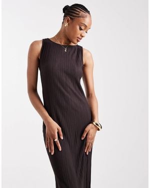 Vero Moda Boat Neck Maxi Plisse Dress - Black