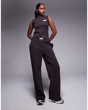 Kaiia Label Logo Waistband Detail Wide Leg sweatpants Co-ord - Blue