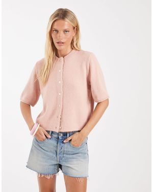 ASOS Lightweight Relaxed Short Sleeve Cardigan - Pink
