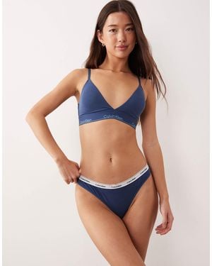 Calvin Klein Icon Logo Thong - Blue