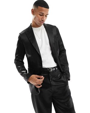 Gianni Feraud Satin Sb Suit Jacket - Black